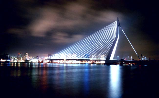 Bridge over Rotterdam Harbour, by Night.